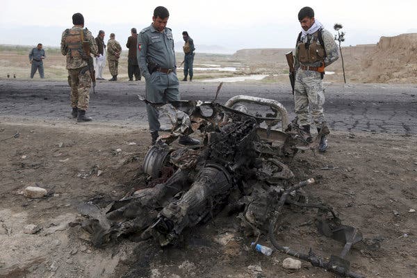 The site of an attack in April 2019 in which three American service members were killed near Bagram Air Base in Afghanistan.