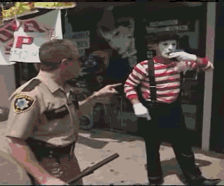 IRTI - funny GIF #3829 - tags: cop police hits mime stick