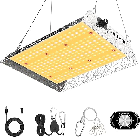 Phlizon 600W LED Grow Light 2x2ft Coverage Sunlike Full Spectrum Grow Lamp Plants Growing for Hydroponic Indoor Seeding Veg and Bloom Greenhouse Growing Light Fixtures